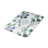 Blaue Grüne Aquarell-Wildblume Badematte (Schrägansicht)