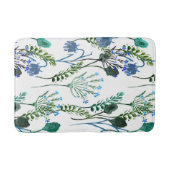 Blaue Grüne Aquarell-Wildblume Badematte (Vorderseite)