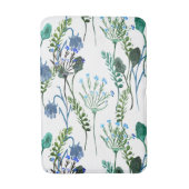 Blaue Grüne Aquarell-Wildblume Badematte (Vorderseite Vertikal)