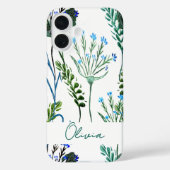 Blaue Grüne Aquarell-Wildblume  Case-Mate iPhone Hülle (Rückseite)