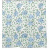 Blaue Grüne Aquarell-Wildblume Duschvorhang (Vorderseite)