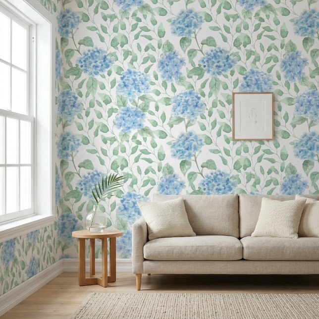 Blaue Grüne Aquarell-Wildblume Tapete (Blue Green Watercolor Wildflower Wallpaper)