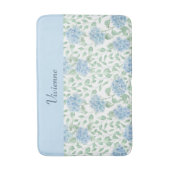 Blaue grüne Aquarell-Wildblumen-Monogramm Badematte (Vorderseite Vertikal)