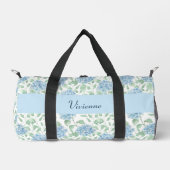 Blaue Grüne Aquarell-Wildblumen-Monogramm Duffle Bag (Vorderseite)
