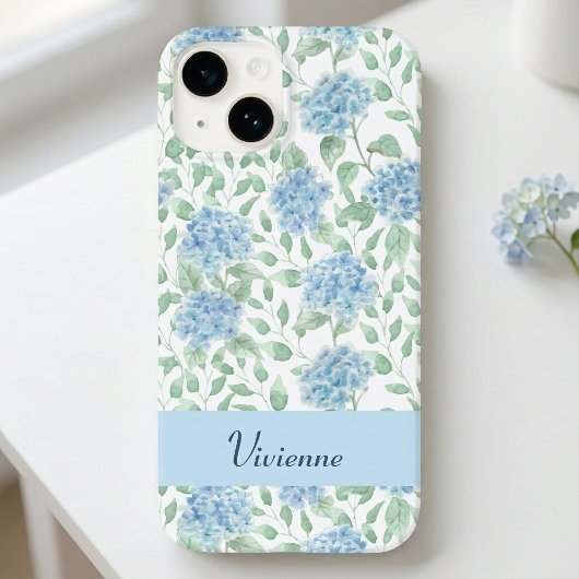 Blaue Grüne Aquarell-Wildblumen-Name Case-Mate iPhone Hülle