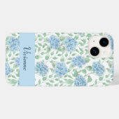 Blaue Grüne Aquarell-Wildblumen-Name Case-Mate iPhone Hülle (Rückseite (Horizontal))