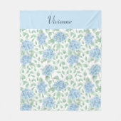 Blaue Grüne Aquarell-Wildblumen-Name Fleecedecke (Vorderseite)