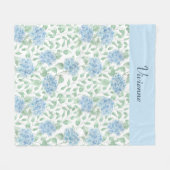 Blaue Grüne Aquarell-Wildblumen-Name Fleecedecke (Vorderseite (Horizontal))