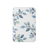 Blaue grüne Aquarellblätter Botanisches Design 376 Badematte (Vorderseite Vertikal)