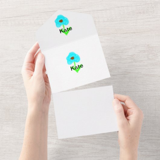 Blaue grüne Aquarellfarbe fügt dem Text einen eige All In One Einladung (Abreißen)