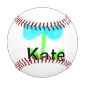 Blaue grüne Aquarellfarbe fügt dem Text einen eige Baseball (Rückseite)