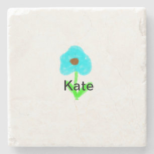 Blaue grüne Aquarellfarbe fügt dem Text einen eige Steinuntersetzer