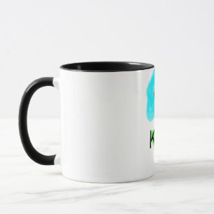 Blaue grüne Aquarellfarbe fügt dem Text einen eige Tasse