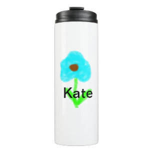Blaue grüne Aquarellfarbe fügt dem Text einen eige Thermosbecher