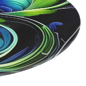 Blaue grüne Blätter abstrakt Schneidebrett (Ecke)