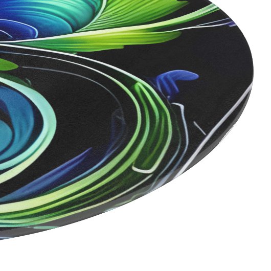 Blaue grüne Blätter abstrakt Schneidebrett (Ecke)