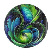 Blaue grüne Blätter abstrakt Schneidebrett (Vorderseite)