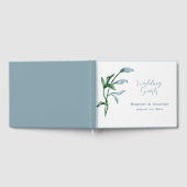 Blaue grüne Blätter Hochzeitsfeiern Gästebuch (Voll)