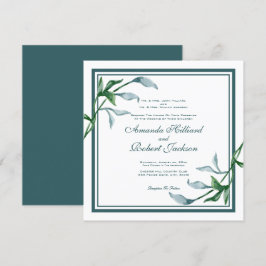 Blaue grüne Blätter, Namen von Eltern Hochzeiten Einladung