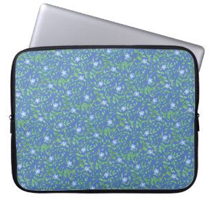 Blaue grüne Blumenmuster Muster im Landstil Laptopschutzhülle