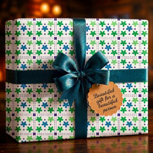 Blaue Grüne Blumenranken-Musterdesign Geschenkpapier