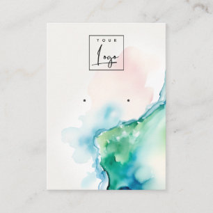 Blaue Grüne Blush-Aquarell-Achat-Ohrhänger-Logo Visitenkarte