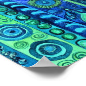 Blaue grüne Boho-Streifen-Wasserfarben-Wandkunst Poster (Ecke)