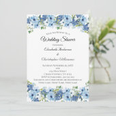 Blaue Grüne Boho Wasserfarben Blumengestalt Elegan Einladung (Stehend Vorderseite)