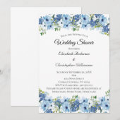 Blaue Grüne Boho Wasserfarben Blumengestalt Elegan Einladung (Vorne/Hinten)