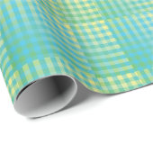 Blaue grüne Checker Abstract Muster Geschenkpapier (Rolleneckpunkt)
