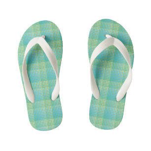 Blaue grüne Checker Abstract Muster Kinderbadesandalen