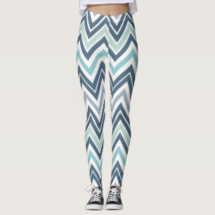 Blaue/grüne Chervron Leggings