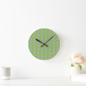 Blaue Grüne Coole Töne Diamantmuster Runde Wanduhr (Zuhause)