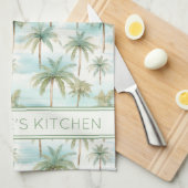 Blaue grüne Creme tropischer Palmenbaum Personalis Geschirrtuch (Viertel Falte)