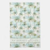 Blaue grüne Creme tropischer Palmenbaum Personalis Geschirrtuch (Vertikal)