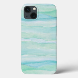Blaue grüne Ebenen Abstraktes Aquarellmuster Case-Mate iPhone Hülle