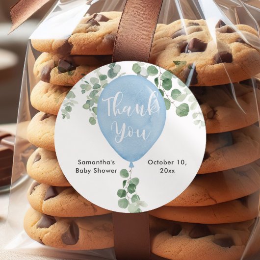 Blaue Grüne Eukalyptus-Ballon-Babyaufkleber Runder Aufkleber