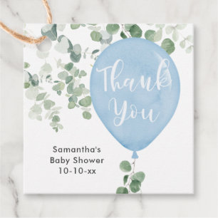 Blaue Grüne Eukalyptus-Ballon Babydusche Geschenkanhänger