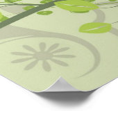 Blaue grüne Eule auf Baumkronen Poster (Ecke)