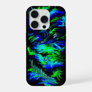 Blaue Grüne Flammen im Regenbogenstil iPhone 15 Pro Hülle