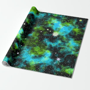 Blaue grüne Galaxie Kosmische Raumsterne Nebula Geschenkpapier