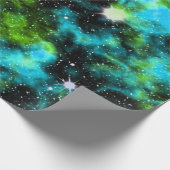 Blaue grüne Galaxie Kosmische Raumsterne Nebula Geschenkpapier (Ecke)