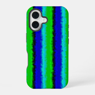 Blaue Grüne Gebrochene Glasstreifen iPhone 16 Hülle