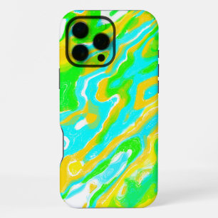 Blaue Grüne Gelbe Farbige Abstrakte Marmor Flüssig iPhone 16 Pro Max Hülle
