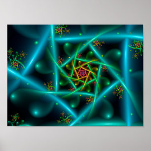 Blaue Grüne Geometrische Spirale Poster