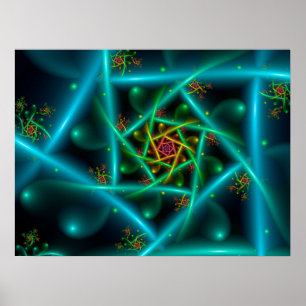 Blaue Grüne Geometrische Spirale Poster