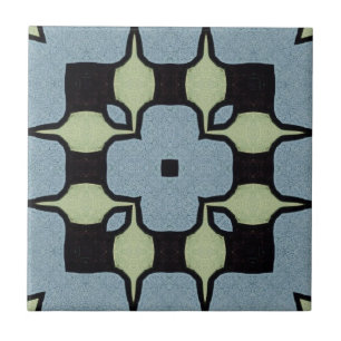Blaue Grüne Geometrische Vintage-Kunst Fliese