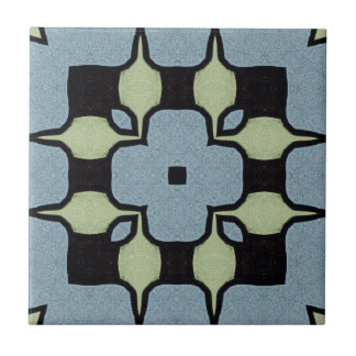 Blaue Grüne Geometrische Vintage-Kunst Fliese