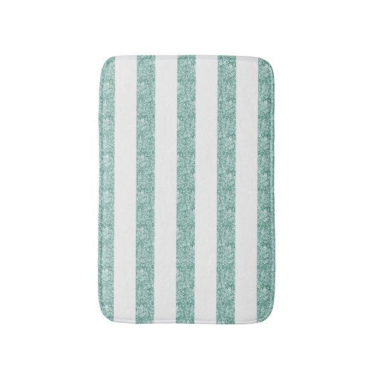 Blaue grüne Glitzer Streifen Badematte (Vorderseite Vertikal)