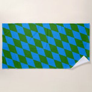 Blaue grüne Harlekin-Karo-Design Strandtuch